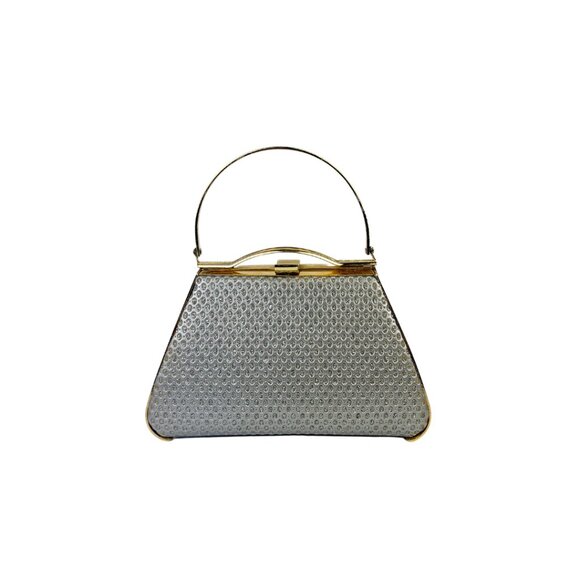 Small triangle shaped silver bag with gold hardware - Picture 1 of 4